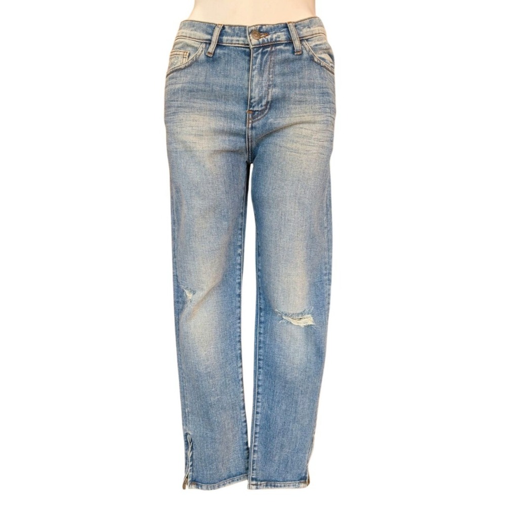 Won Hundred Jeans Haze B Cropped Distressed Straight Leg Ankle Zip Jeans Size 29